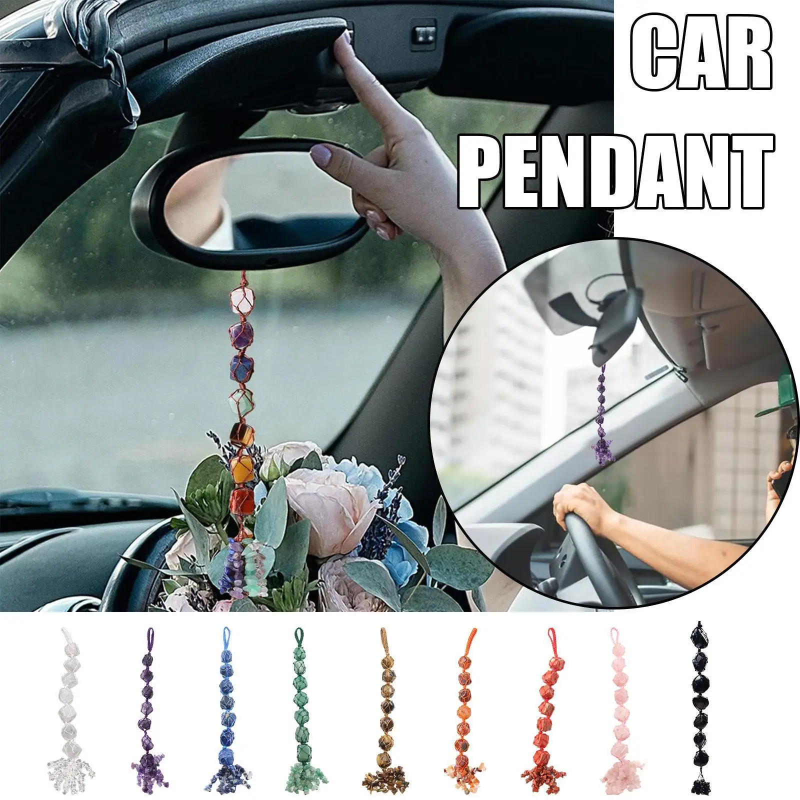 

Natural Stone 7 Chakra Car Hanging Decoration Reiki Home Healing Window Decorate Crystal Tassel Hanging Irregular Meditatio I1V4