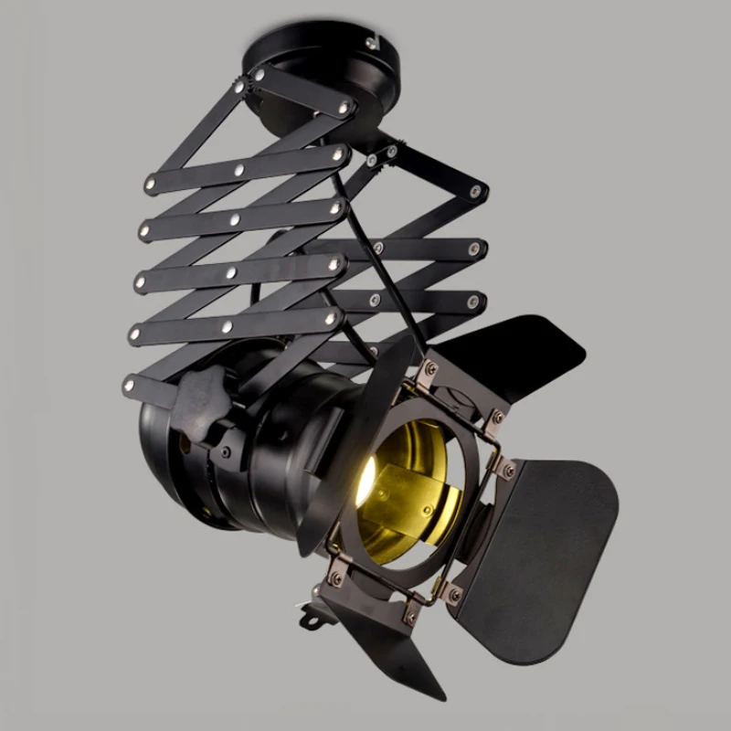 Дешево Растяжимая окрашенная рельсовая лампа с цоколем E27, светодиодный потолочный светильник В индустриальном стиле для акцента, настенное худож...