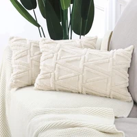 soft plush short wool velvet decorative throw pillow covers luxury style cushion case pillow shell for sofa bedroom beige