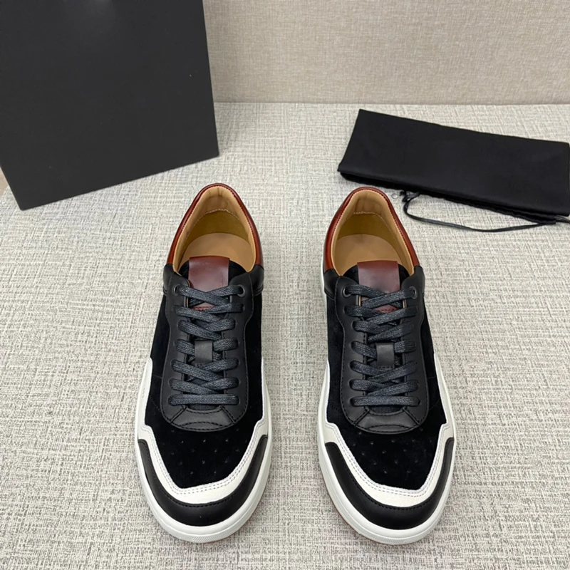 

Designer Men's White Calfskin Nappa Portofino Sneakers Contrast Fashion Male Luxury Brands Leather Flat Skateboard Sport Shoes