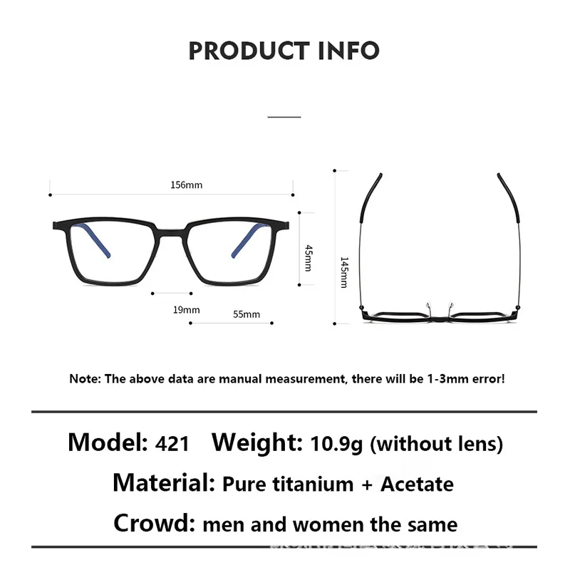 Мужские винтажные очки в оправе из титана и ацетата