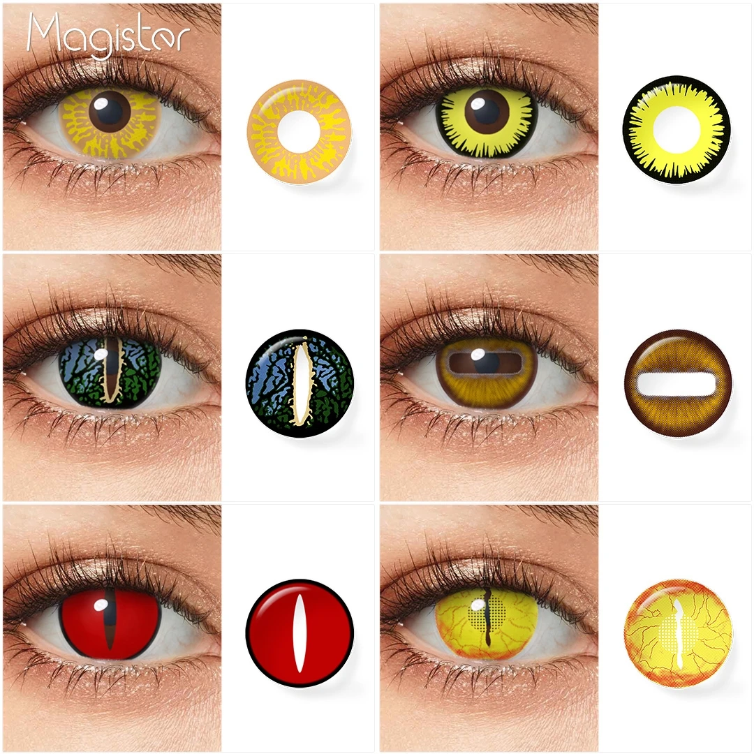 

1 Pair Cosplay Color Contact Lenses White Black Blind Lens Anime Cosplay Eye Contacts Red Lenses Halloween Snake Eye Lens Yearly