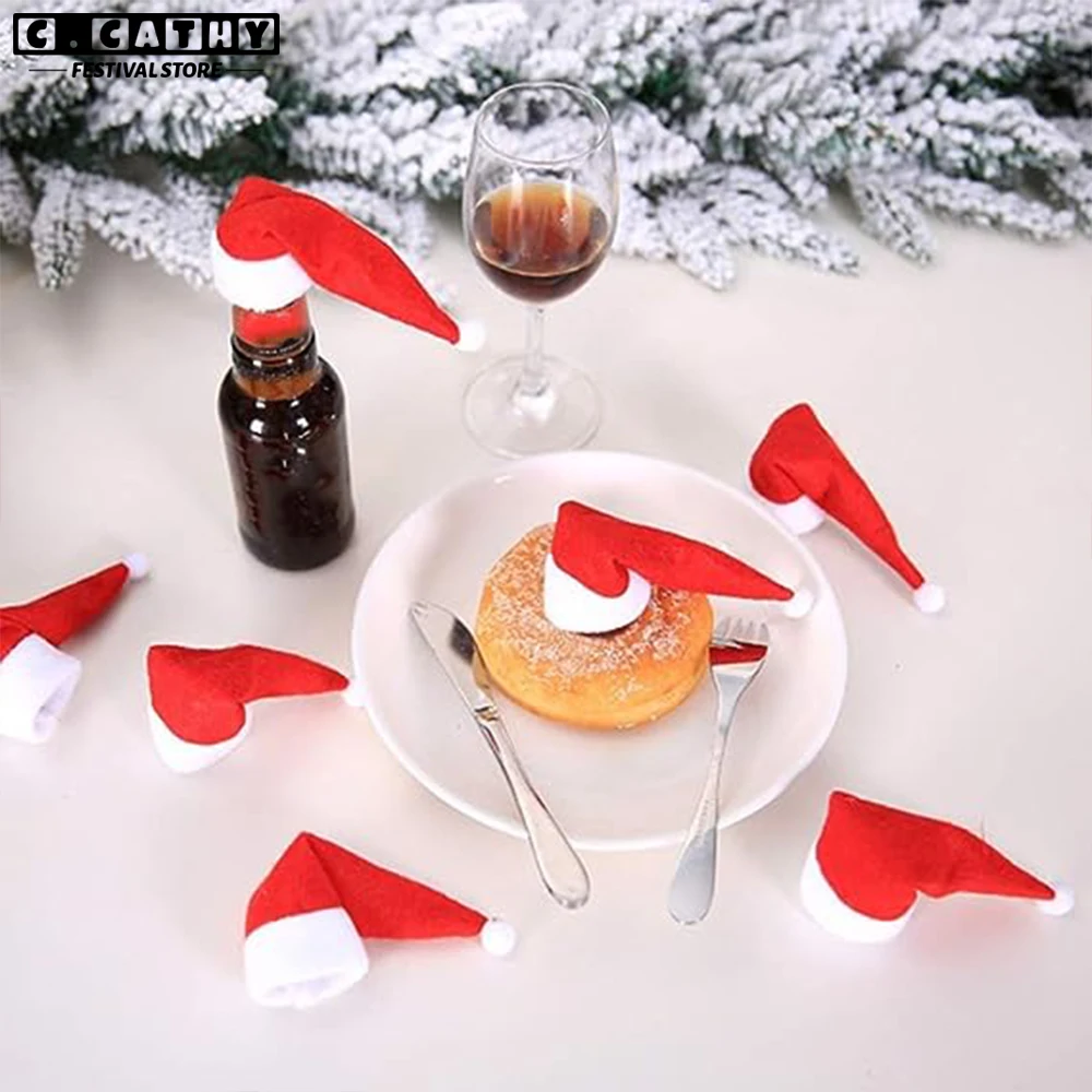 5/12/20 шт. рождественские шапки держатель для посуды бутылка вина нож вилка карман