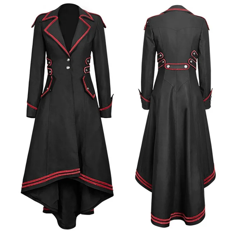 

European Medieval Gothic Retro Female Coat Tuxedo Stage Performance Costume Role Noble Jacket