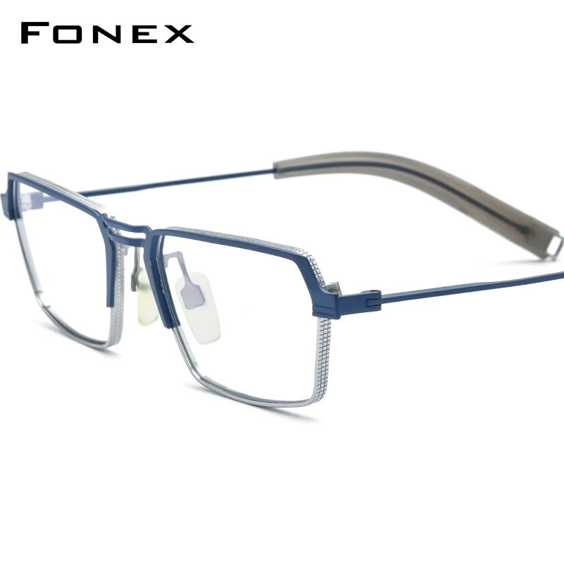 FONEX Pure Titanium Glasses Frame Men New Retro Vintage Prescription Square Eyeglasses Myopia Optical Eyewear DTX105
