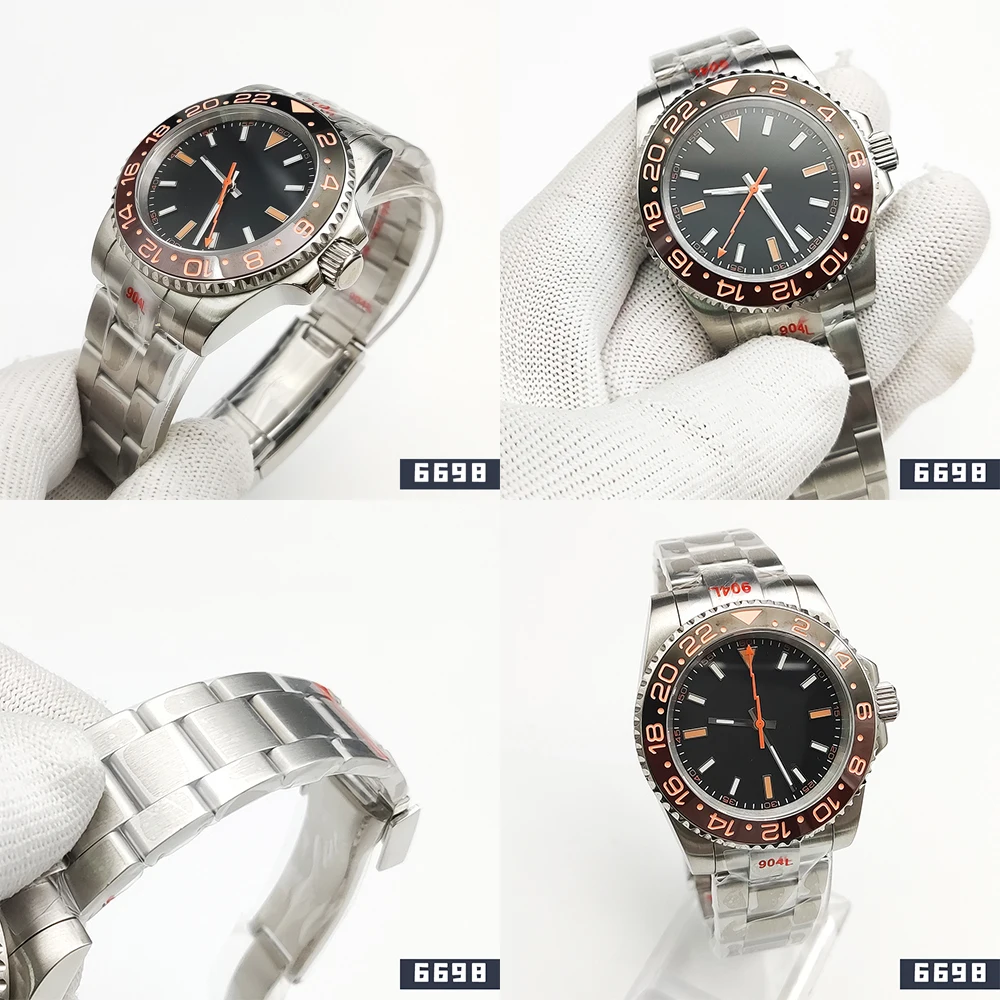 Новые Роскошные мужские часы 40 мм GMT асептический циферблат автоматическое