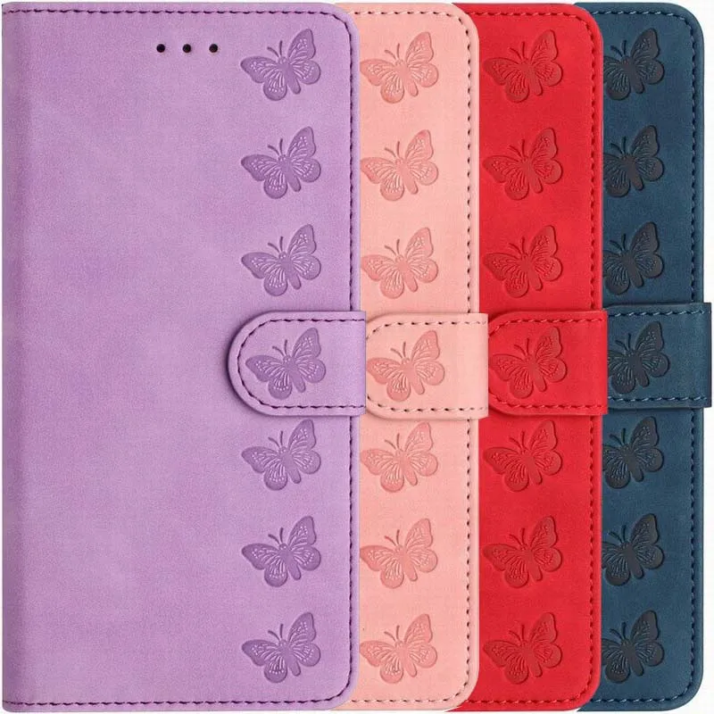 

Cute Butterfly Flip Phone Case For Motorola Moto G10 G13 G20 G22 G30 G31 G41 G42 G52 G60 G62 G73 Wallet Card Pocket Coque D17E