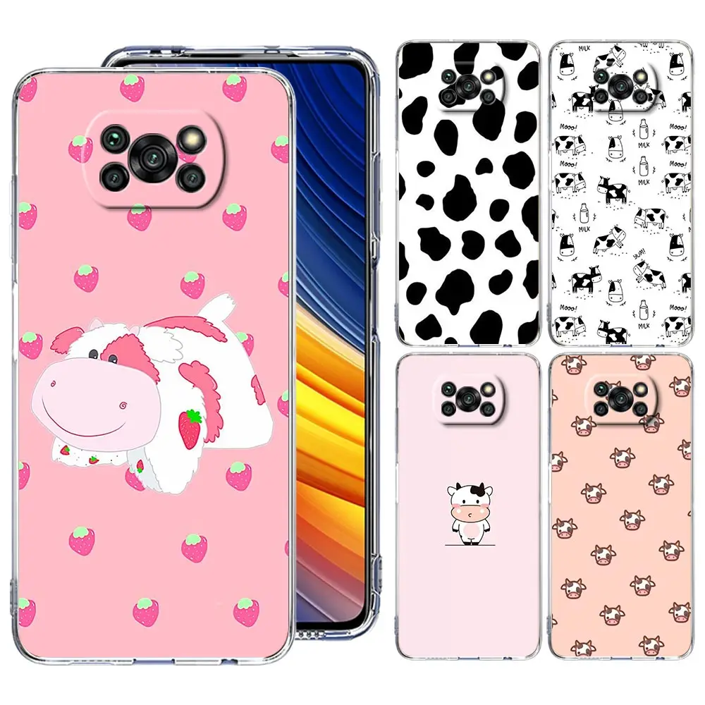 

Black And White Cow Cartoon Xiaomi Poco X3 Pro 5G F3 GT M3 M4 X4 Soft TPU funda Cover for Xiaomi Poco X3 NFC Capa Phone Case