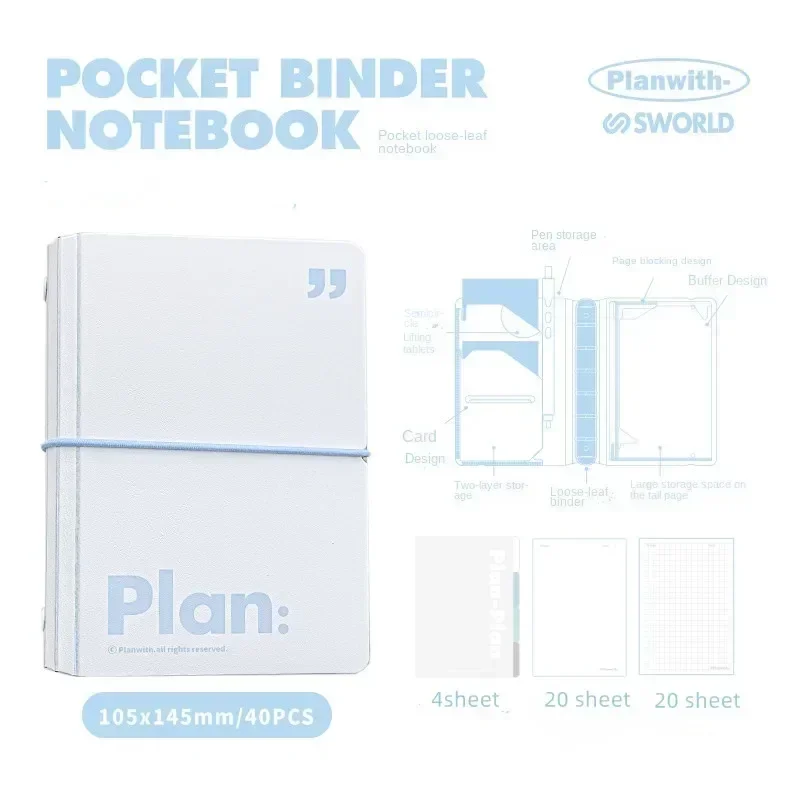 Мини-блокнот Ins Simplicity белый синий 6 колец блокнот властелин колец фродо 112 стр