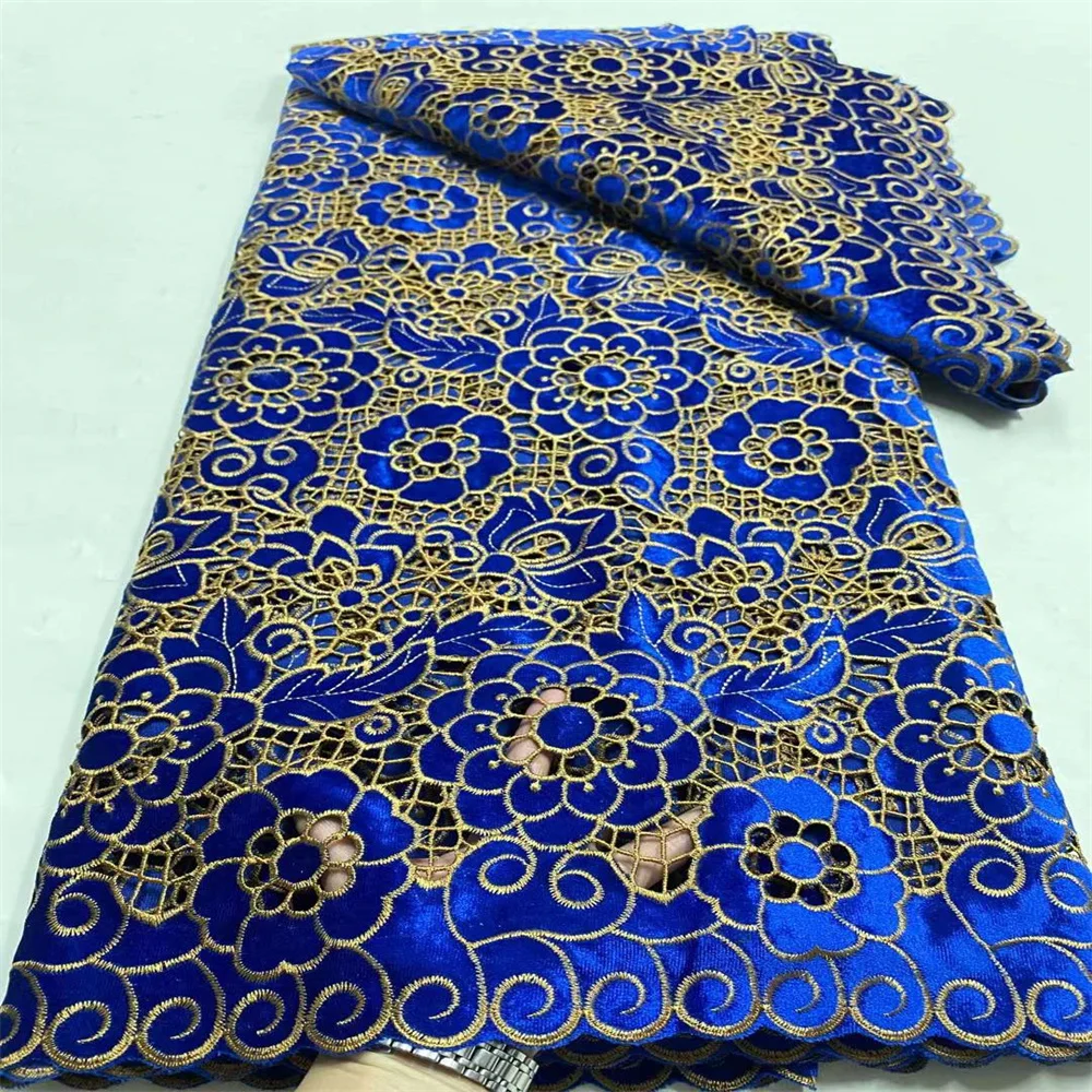 Роскошная африканская бархатная нигерийская свадебная кружевная ткань 2023
