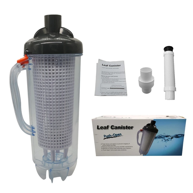 

Swimming Pool Cleaner Leaf Catcher Suction Tank Pool Skimmer Filter Storage Clean Leaves with Filter Basket 24cm Hose