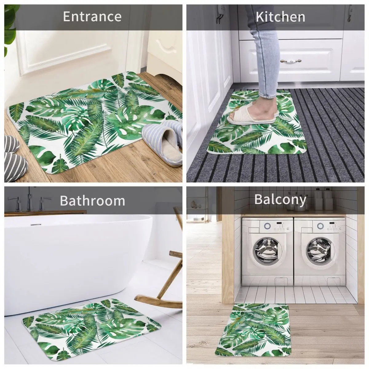 

Door Mat Monstera Banana Palm Leaf Decor 3D Rug Carpet Bathmat Anti-slip Entrance Living Room Home Kitchen Durable Bedroom