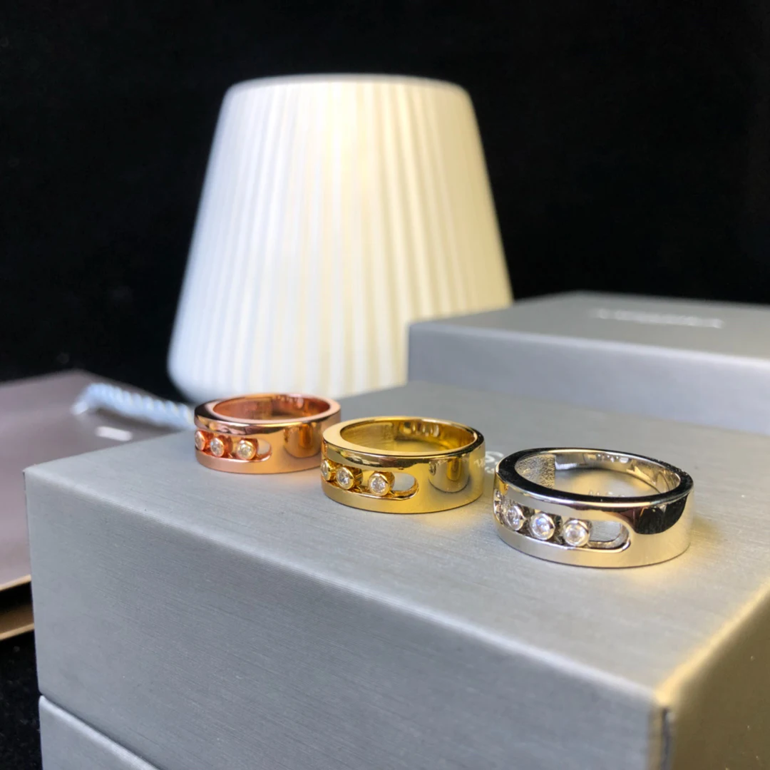 

French classic original jewelry series sliding diamond 925 sterling silver couple ring. Women's rings Men's rings Holiday gifts