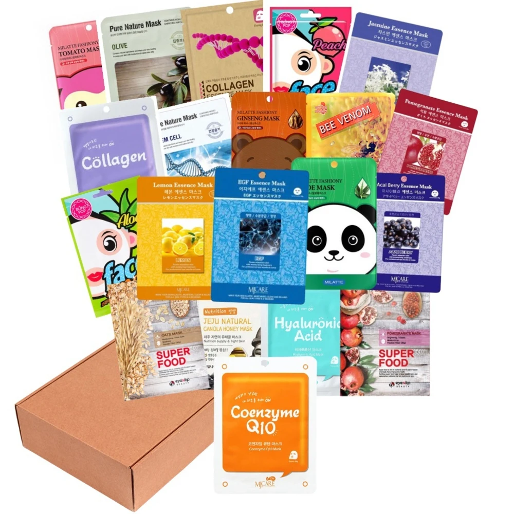BoxMaska Набор корейских тканевых масок для лица Антивозрастной 20 шт. |