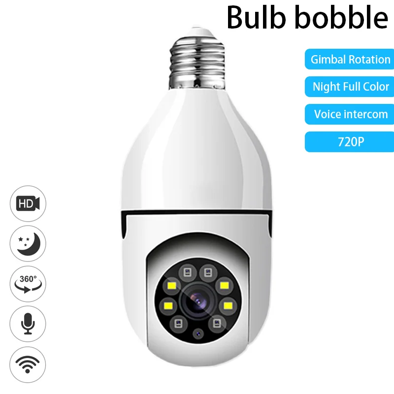 

720P Wifi Bulb E27 Surveillance Camera Full Color Night Vision 360° Rotating Automatic Human Tracking Two-way Talk Smart Home