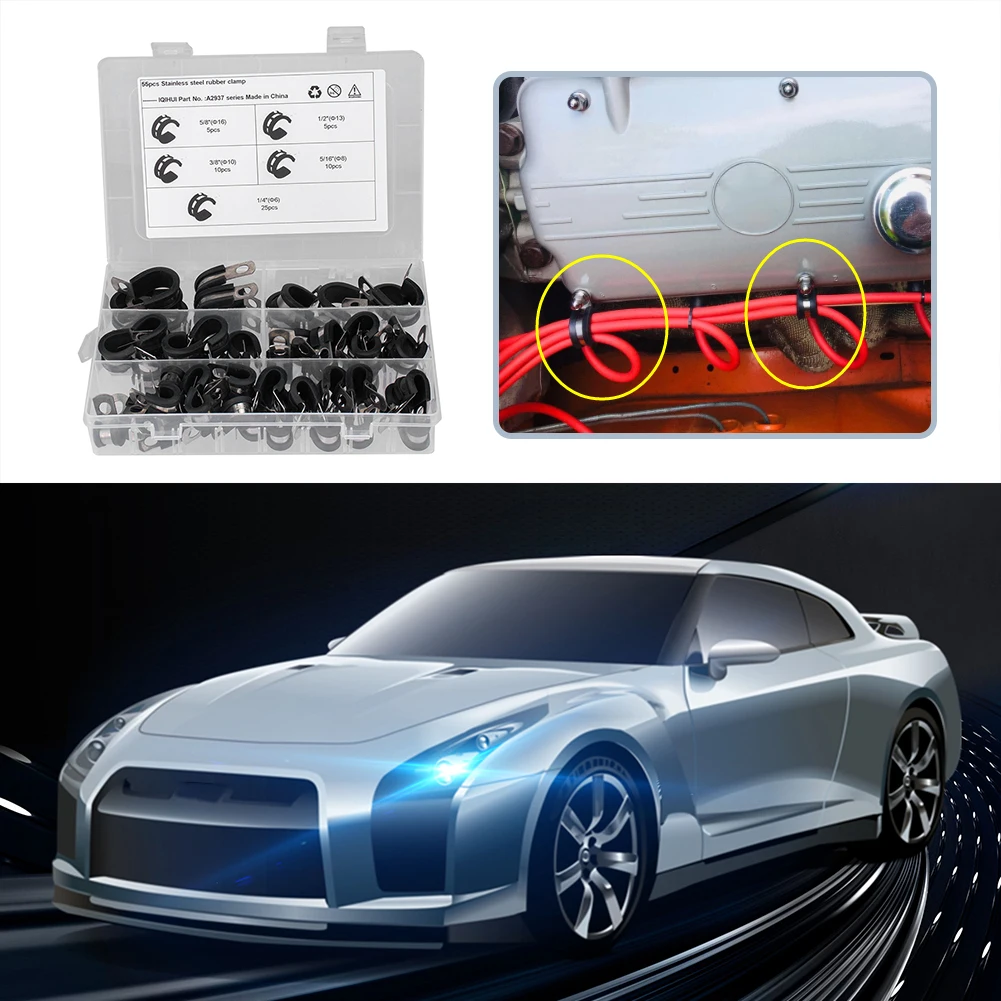 

55 шт./кор. многофункциональные, прочные, практичные, классические, из нержавеющей стали, с резиновой подушкой, трубные зажимы 5 размеров