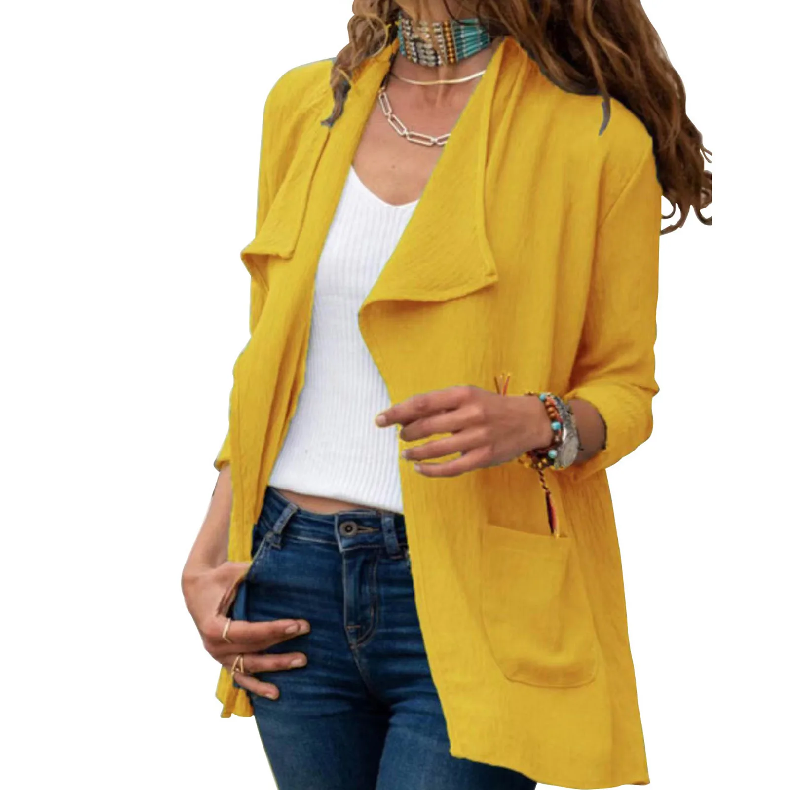

Women's Solid Cardigan Long Sleeve Cardigans with Pocket for Daily Life Vacation Wear