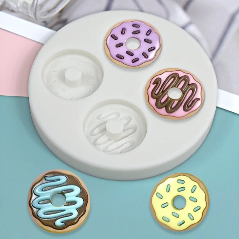 

4pcs/set 3D Mini Donut Silicone Mold Fondant Pastry Chocolate Mould Cake Decorating Tools DIY Clay Soap Model Kitchen Bakeware