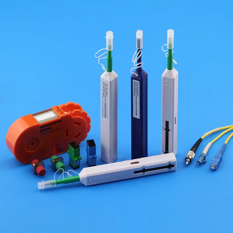 2PCS SC FC ST  LC MU One Click Cleaner 2.5mm 1.25mm Fiber Optic Cleaner Cleaning Pen Tool 2 in 1