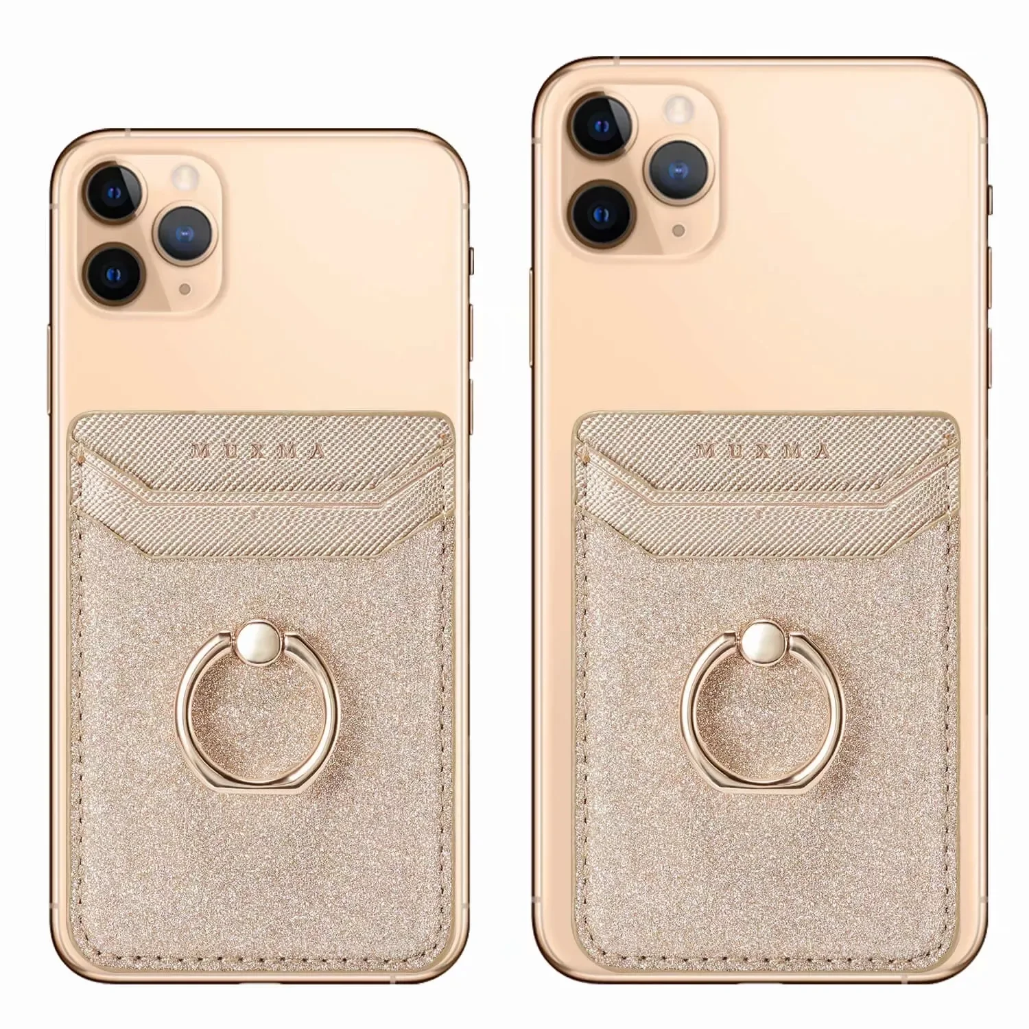 

Cell Phone Smartphone Ring Socket Holder Wallet Credit Card Pocket Adhesive Sticker Phone Pouch Bag Case Black Rose Gold