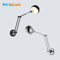 modern adjustable swing long arm led wall lamps fexible folding rotatable e27 household bedside reading lamp sconce wall lights