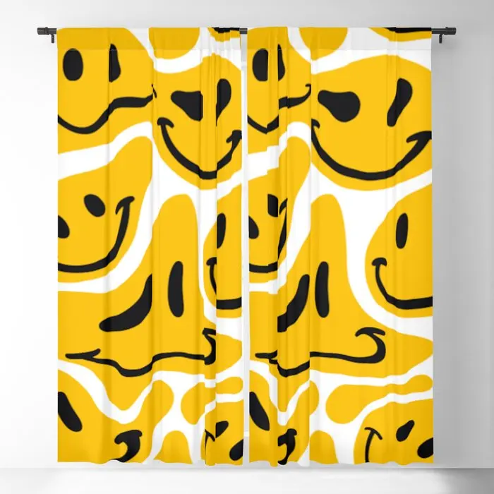 

Светонепроницаемые шторы в стиле «Триппи» с узором «Улыбка», оконные занавески с 3D принтом для спальни, гостиной, украшение для окон
