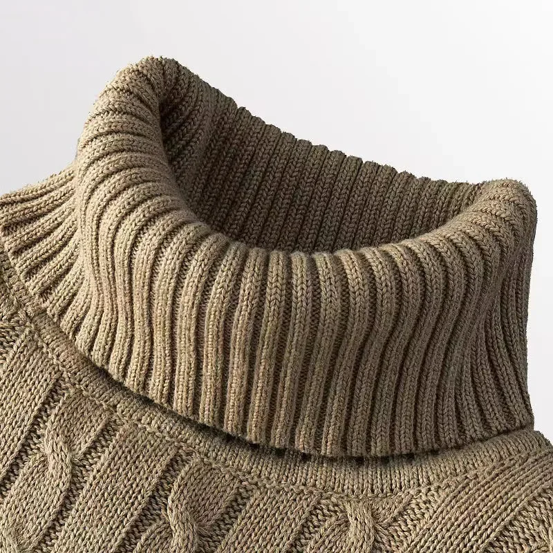 

2023 New Winter Warm High Neck Sweater Men's Casual Round Neck Knitted Pullover Men's Pullover Knitted Wool Sweater