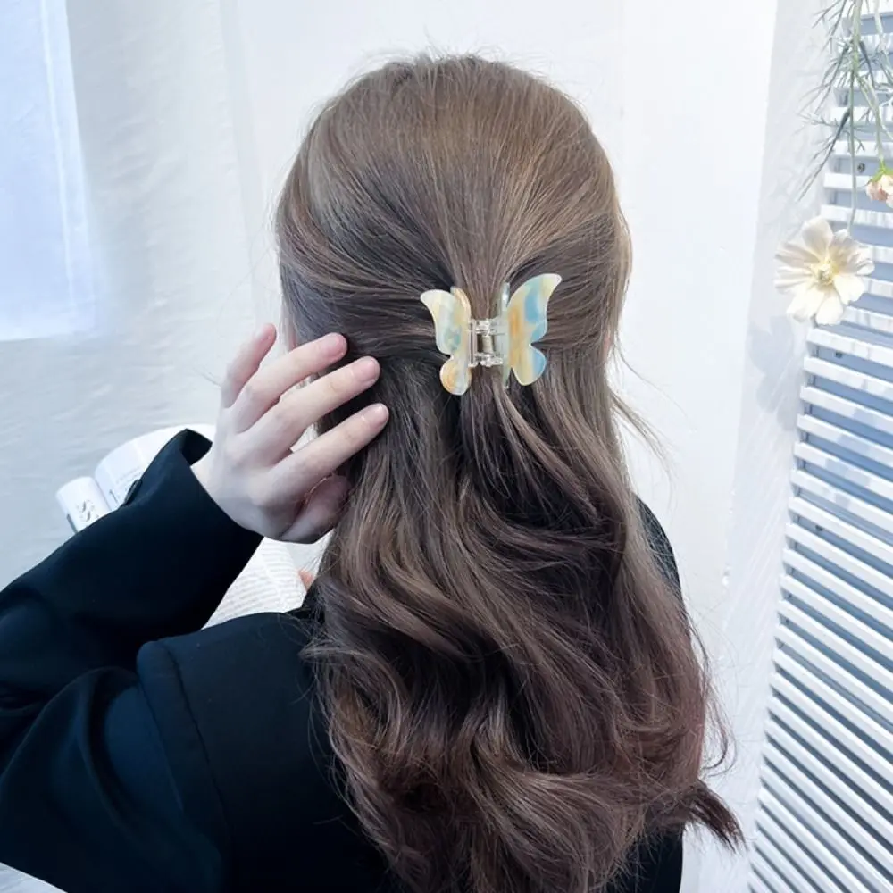 Корейский стиль ацетатная бабочка коготь для волос красочный акриловый