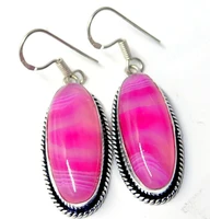 anglang ethnic style women drop earring charm pink acrylic stone personality daily wearable female earring jewelry
