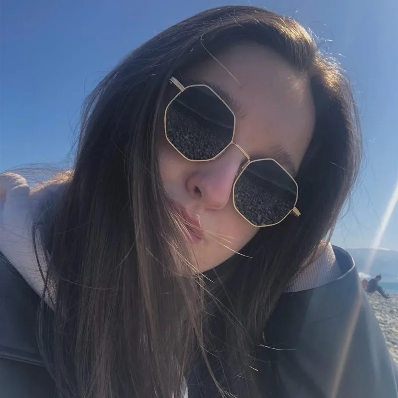 Женские металлические солнцезащитные очки винтажные мужские восьмиугольные