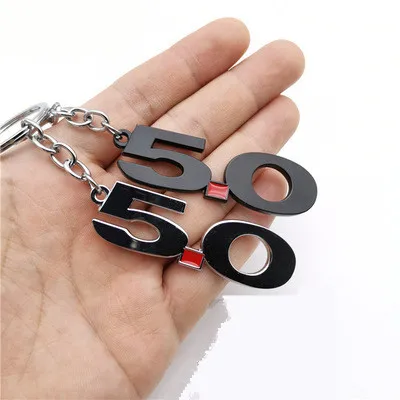 Car Keychain 5.0 Logo Badge Key Ring Key Holder Keyring for Ford Mustang GT500 Cobra Land Rover Cobra Focus SUV Auto Car Styling