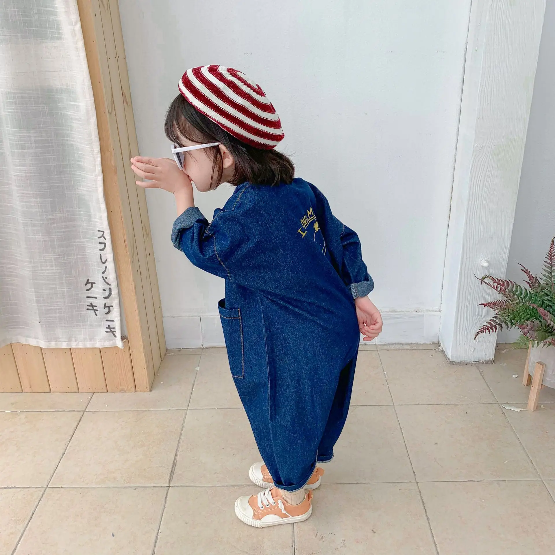 Children Clothing Jumpsuit 2023 Spring New Boys Girls Casual Letter Tooling Denim Baby Kids Clothes Japanes & Korean Style 1-7 Y