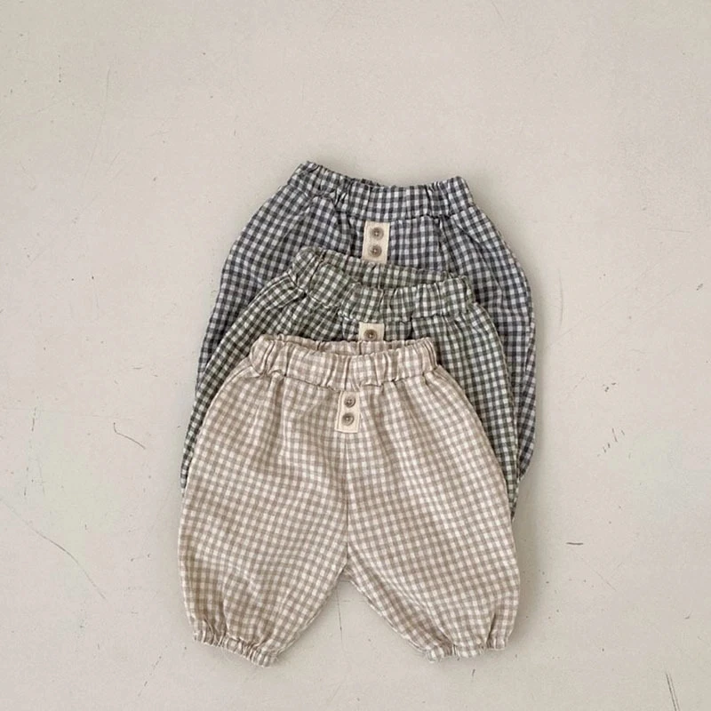 

Korean Baby Kids Loose Plaid Pants Cotton Infant Boy Jogger Pants Fashion Girls Harem Pants Toddler Baby Clothes Spring Summer