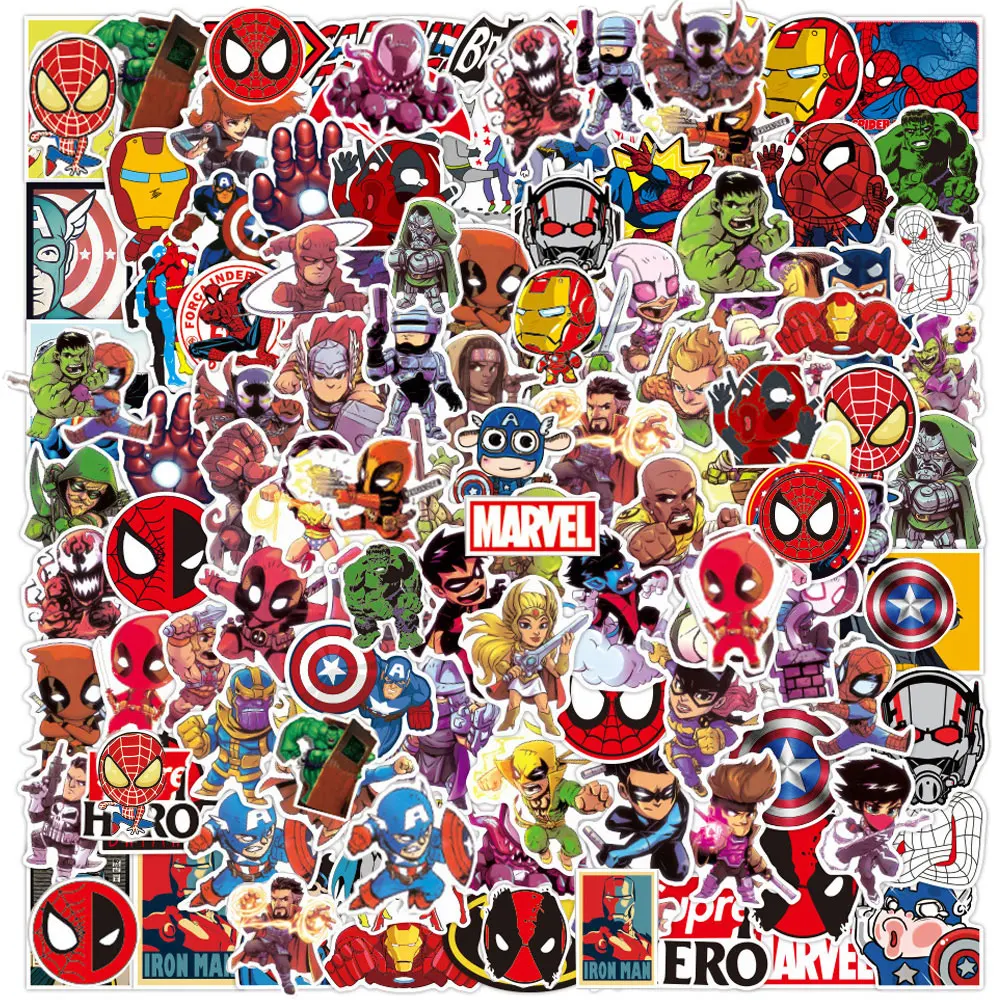 

10/50/100Pcs/Set Disney Marvel Stickers Cool The Avengers Waterproof Sticker Luggage Skateboard Guitar Laptop Stikers Kid Toy