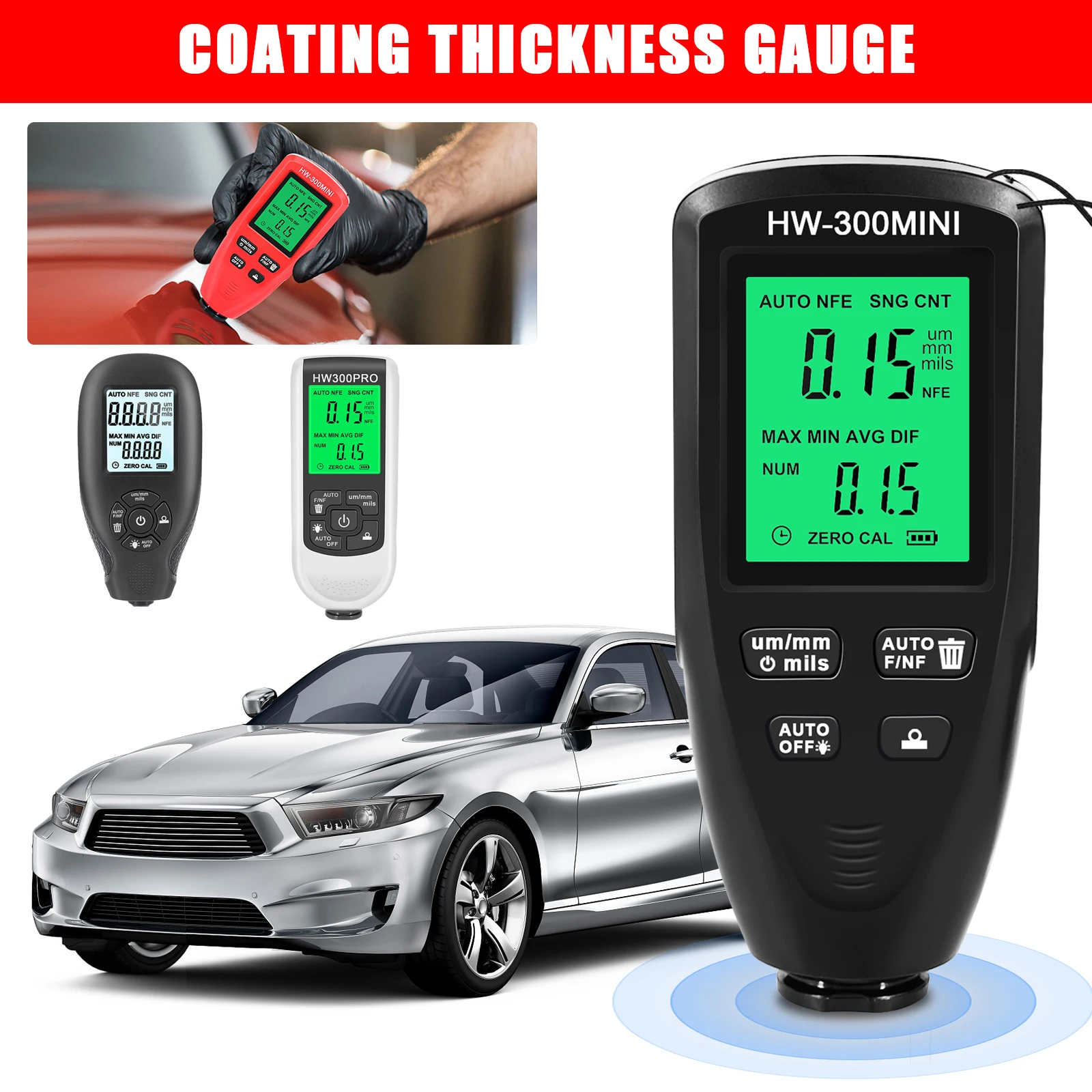 

Толщиномер Coation, компактный цифровой измеритель толщины лакокрасочного покрытия автомобиля, 0,1 микрон/0-2000, измеритель толщины лакокрасочно...