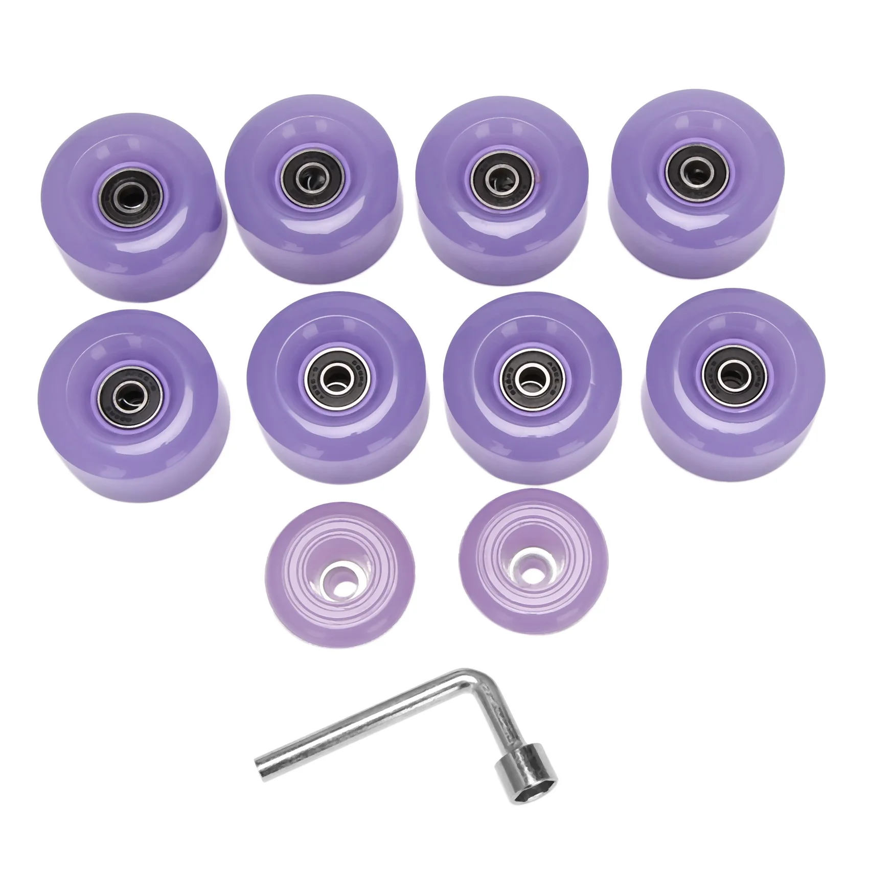 

Roller Skate Wheels with Bearings and Toe Stoppers,for Double Row Skating,Quad Skates and Skateboard,32X58mm 82A,Purple