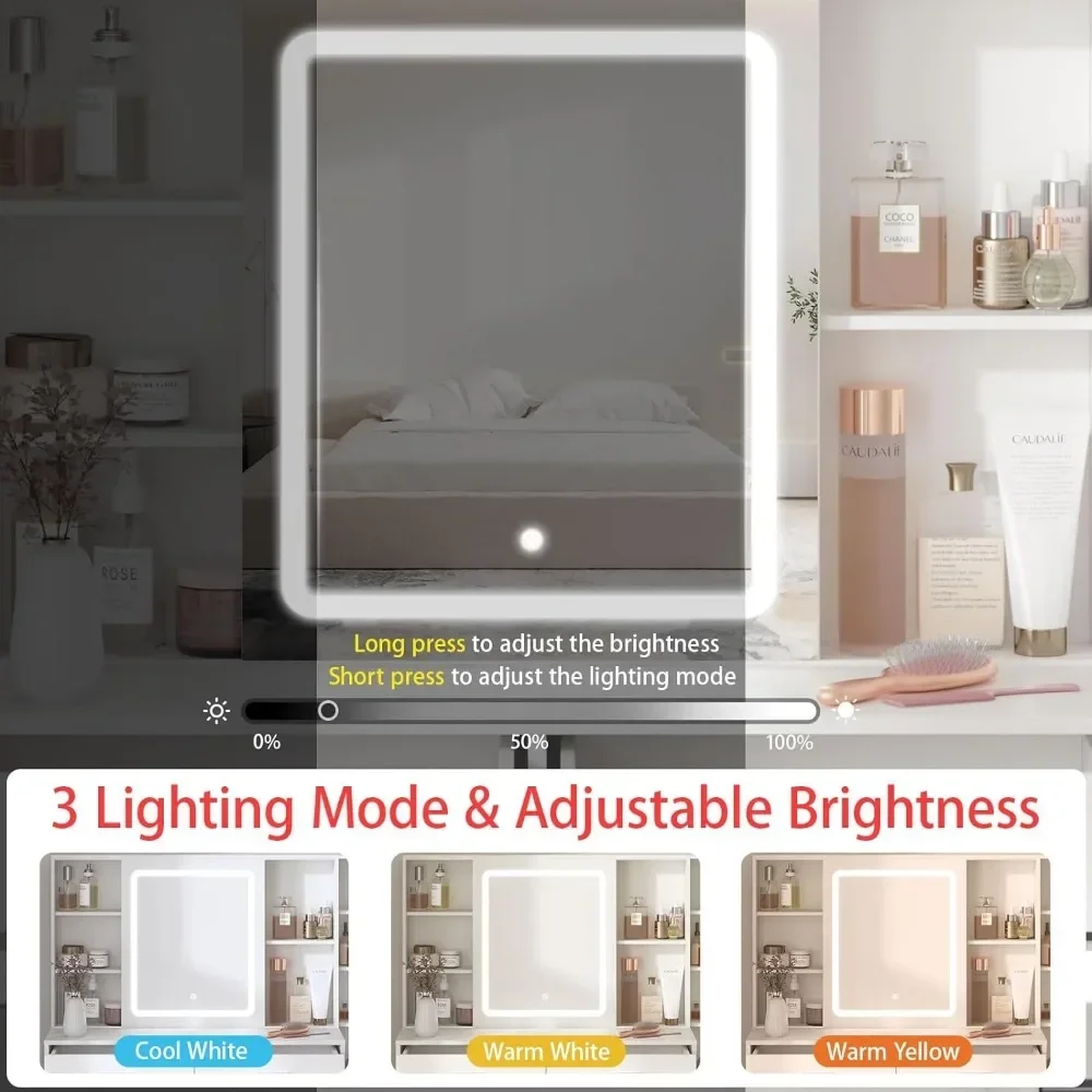 Туалетный столик с зеркалом и лампой белый туалетный освещением для макияжа