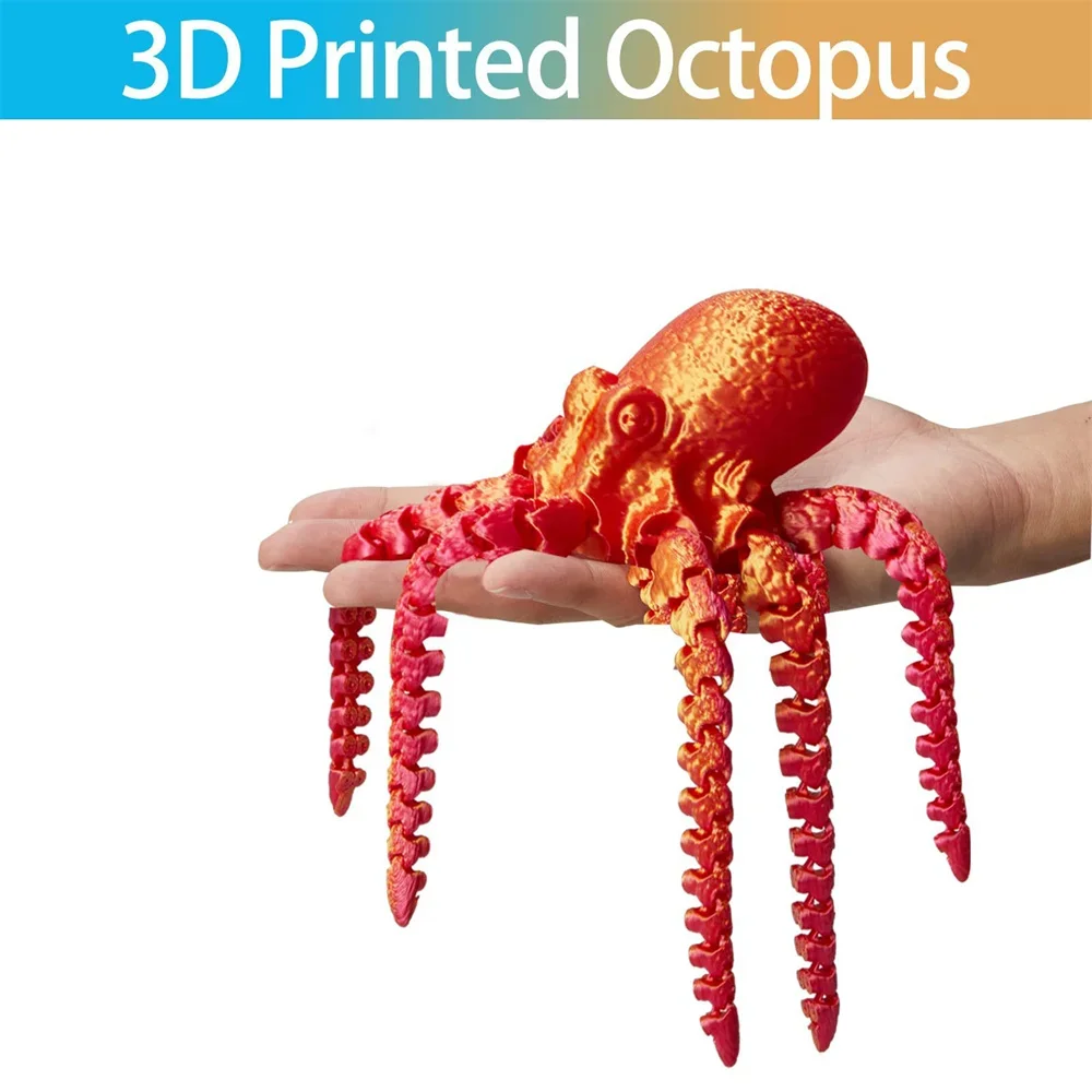 27 см 3D печатная фигурка осьминога с гибкими шарнирами для декора стола для домашнего офиса, украшение для стола с океанскими животными, идеальная подарочная игрушка (art.: 3920cda71f617) - 3920cda71f617