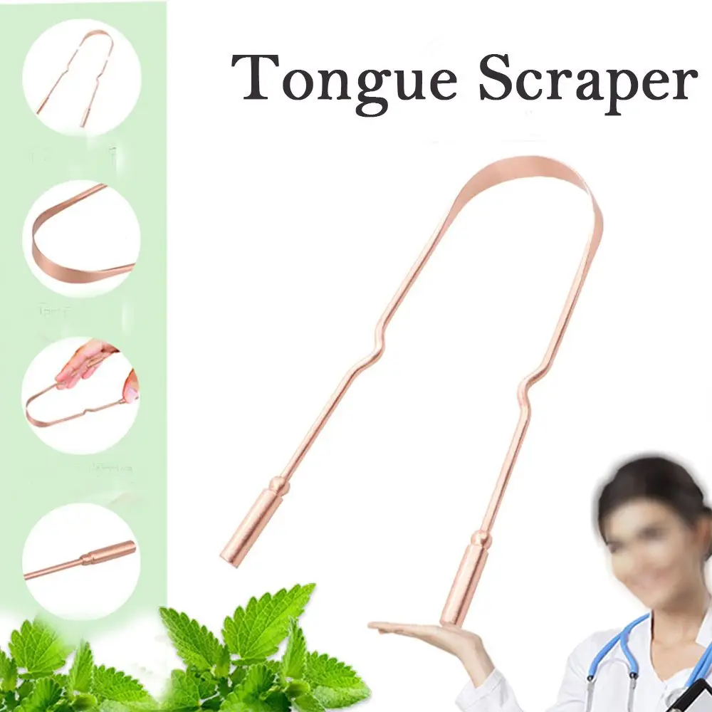 

Reusable Durable Pure Copper Hygiene Health Fresh Breath Tongue Scraper Tongue Brush Oral Cleaner Oral Care Tools