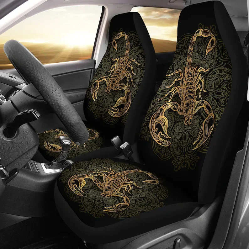 

Scorpion (Scorpio) Car Seat Covers, Scorpion Lover Front Car Cover Gift, Custom Car Seats, Pair Of Covers, Scorpio Car Seat Prin