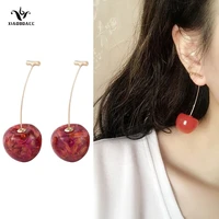 xiaoboacc korean fashion cherry dangle earrings for women