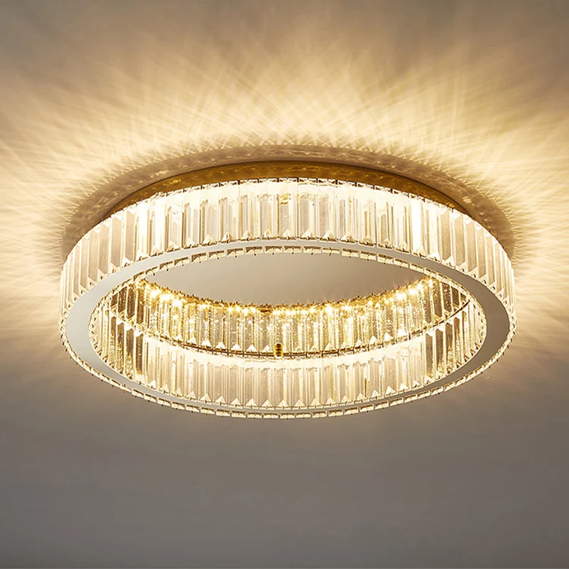 

Luxury Modern Crystal Ceiling Light For Dining Living Room Bedroom Round Gold Ceiling Chandelier Home Decor LED Indoor Lighting
