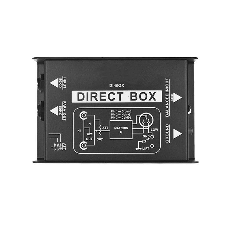 

1 PC Audio Converter Single Channel DI-Box Passive DIRECT BOX DI-Box Black Direct Injection Audio Box Audio Isolator