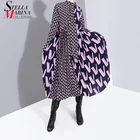 Новинка 2021, женское платье с длинными рукавами в Корейском стиле, розовое платье с геометрическим рисунком, женские стильные вечерние клубные платья, женский стиль 5789