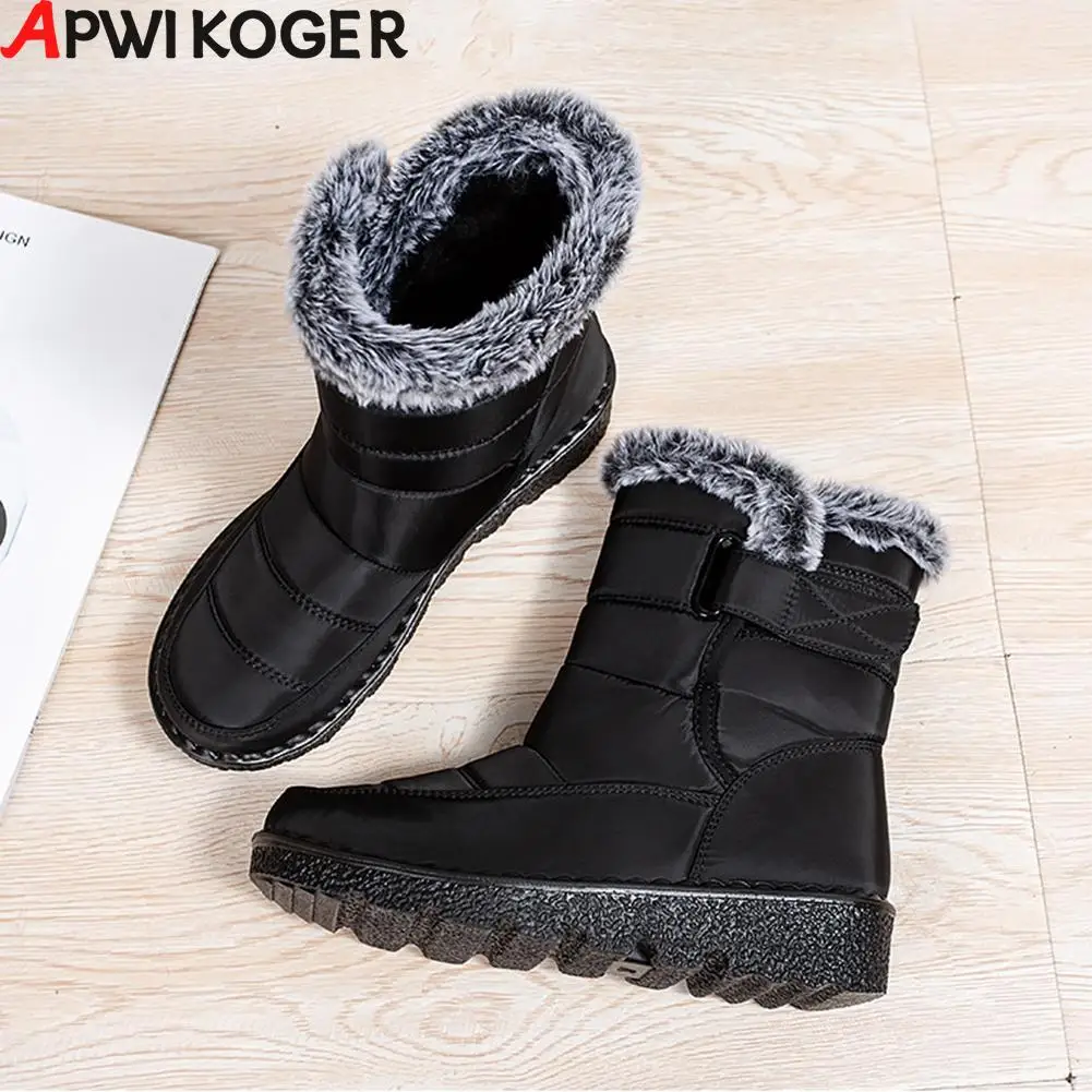 Boots Women Non Slip Waterproof Snow Boots Plush Winter Ankle Boots Platform Shoes for Women Warm Cotton Padded Winter Shoes