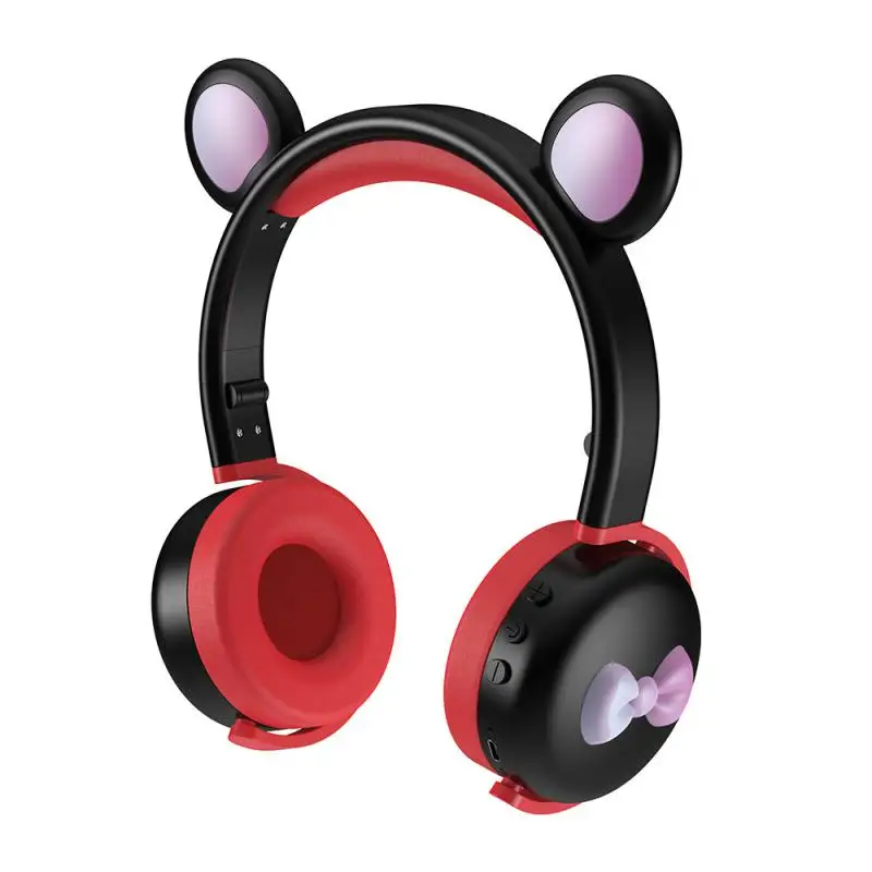 

For Childrens Gifts Wireless -compatible Headset Luminescent Cartoon Led Cute Bear Ears Earphones Head-mount Headphones