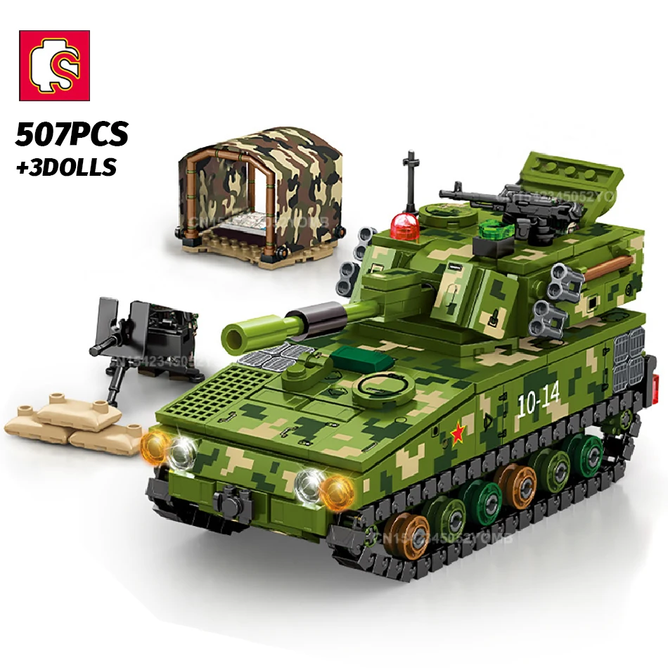 

SEMBO 507 шт. самоходный гаубиватель гусеничный Танк строительные блоки городские военные танки модели солдат Кирпичи игрушки для детей