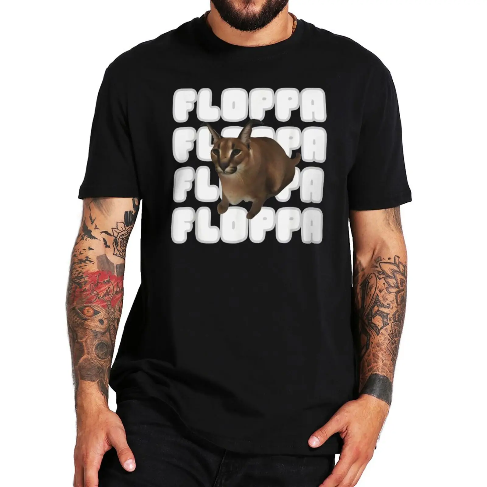 

Big Floppa Cat Meme T Shirt Men Women Funny Cute Cats Lovers Tee Tops Casual Summer 100 % Cotton EU Size Soft T-shirts