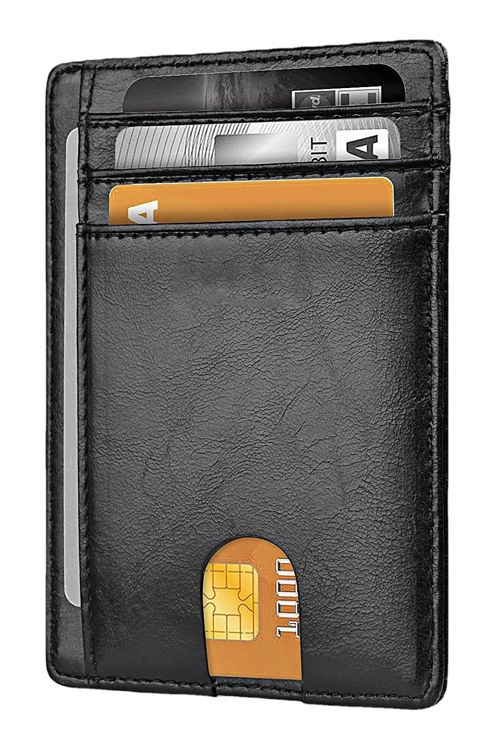 Card bag leather men's RFID anti-theft swipe card bag men's card sleeve with airtag hole