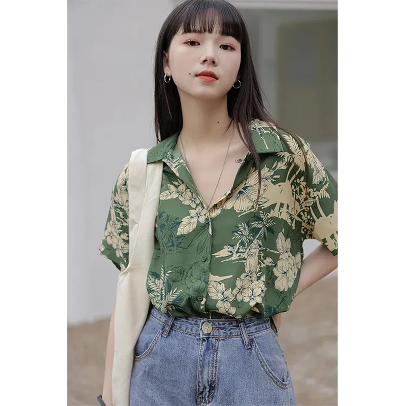 Женская шифоновая футболка с коротким рукавом и цветочным принтом |